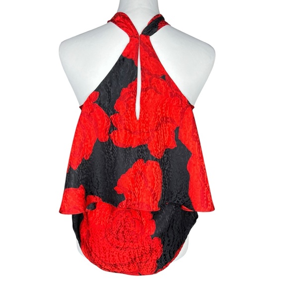 Trina Turk Red and Black Asymmetrical Sleeveless Blouse Size XS - Picture 3 of 8